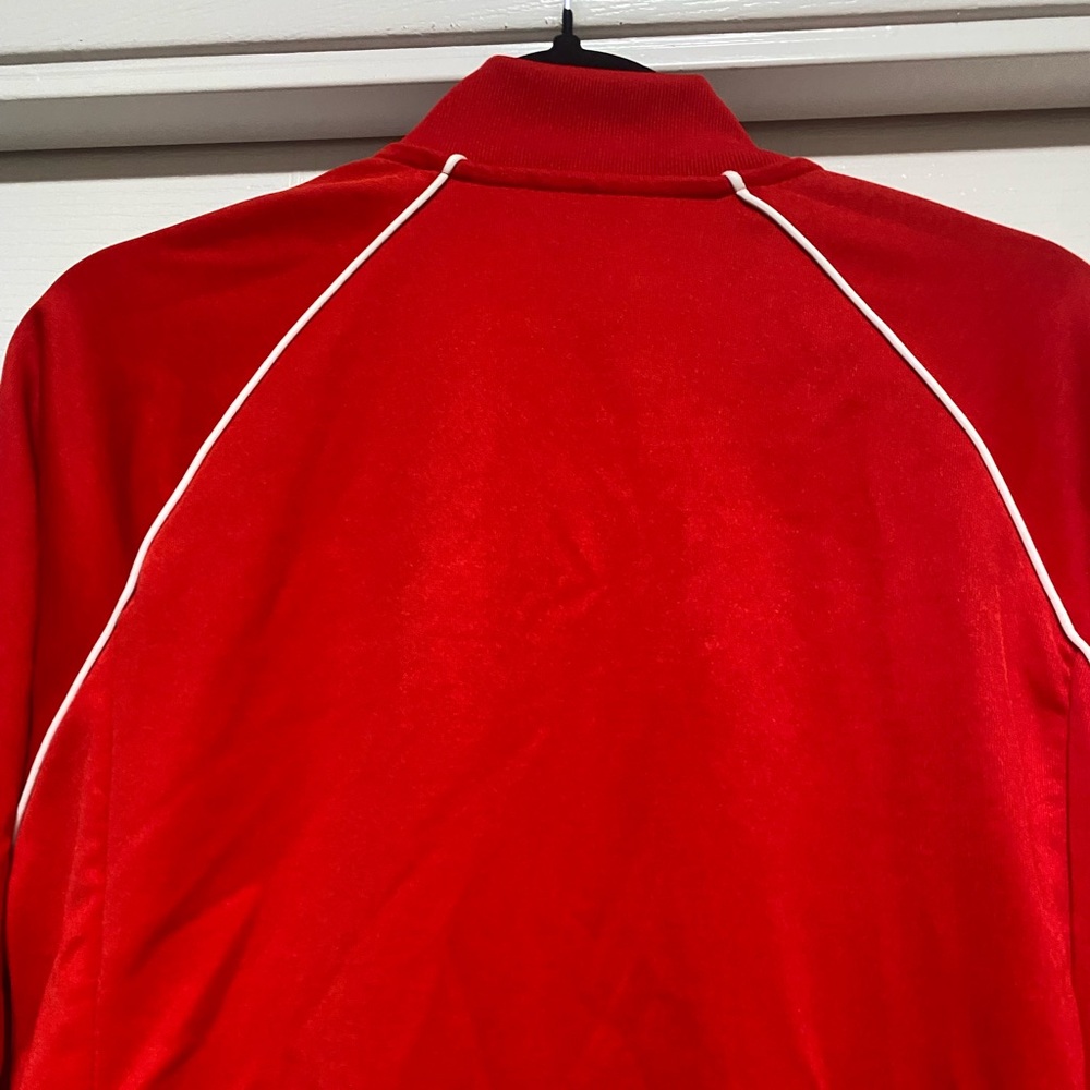 Vntg 80s Adidas Trefoil 3 Stripe Track Jacket Men's Red White Size L - Picture 7 of 9